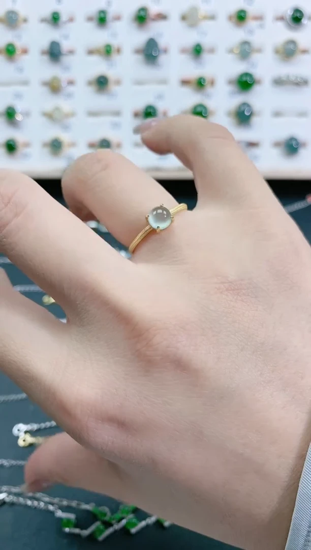 翡翠戒指银S925镶嵌天然翡翠