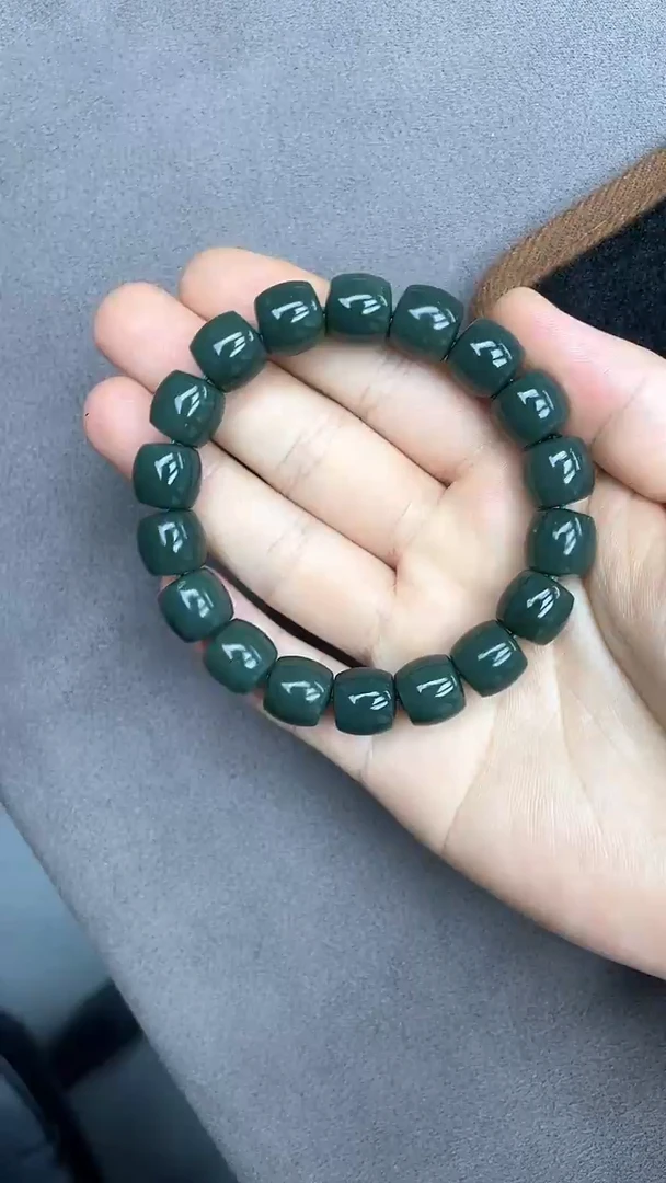手串未镶嵌和田玉纯天然新疆且末蓝12直切