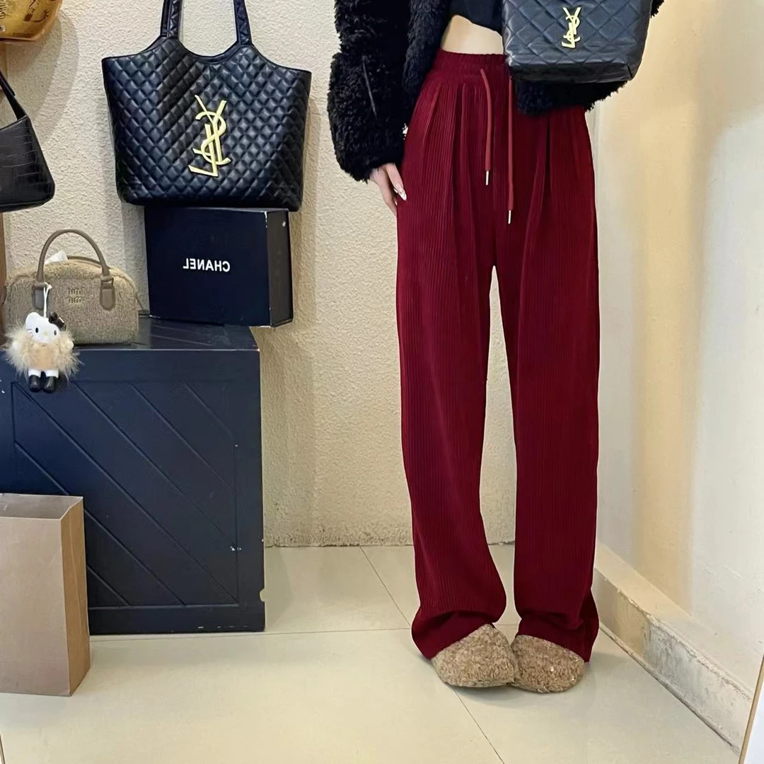 欧货新款设计感宽松显瘦阔腿时尚百搭女休闲裤