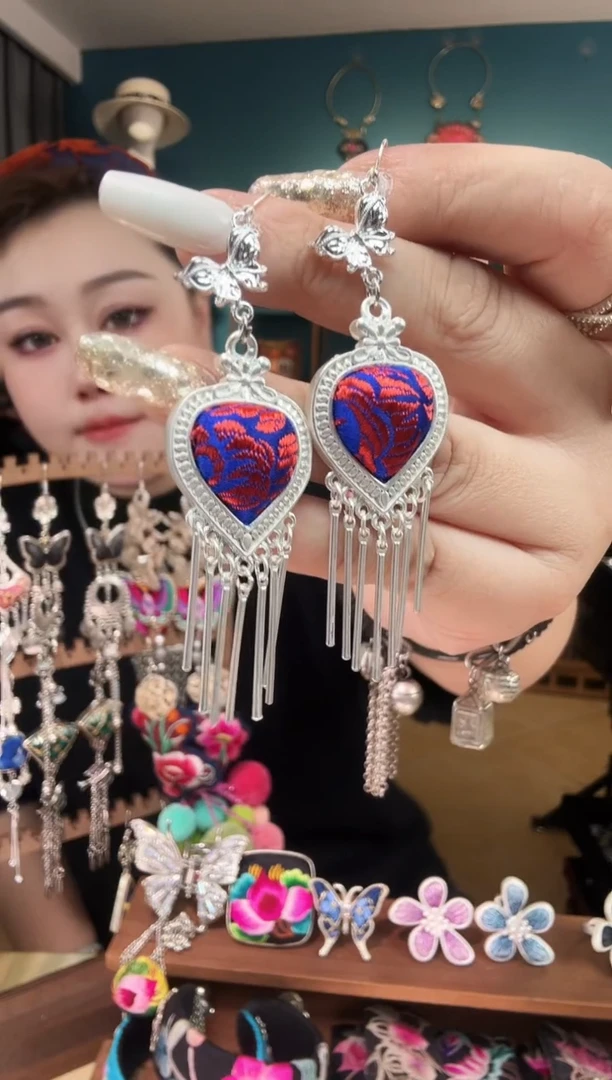 刺绣纯手工民族风刺绣耳环