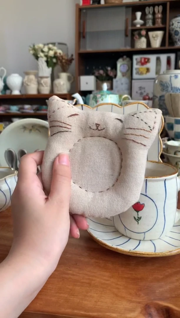 陶瓷【380】猫咪纯手工布垫
