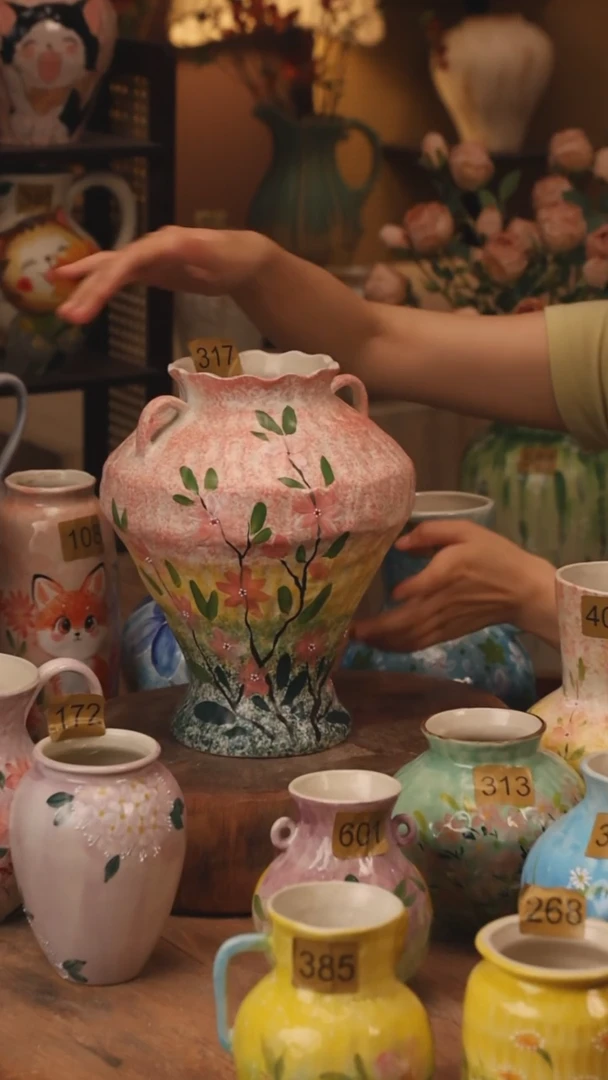 陶瓷317景德镇设计师手作花器摆件侘寂风