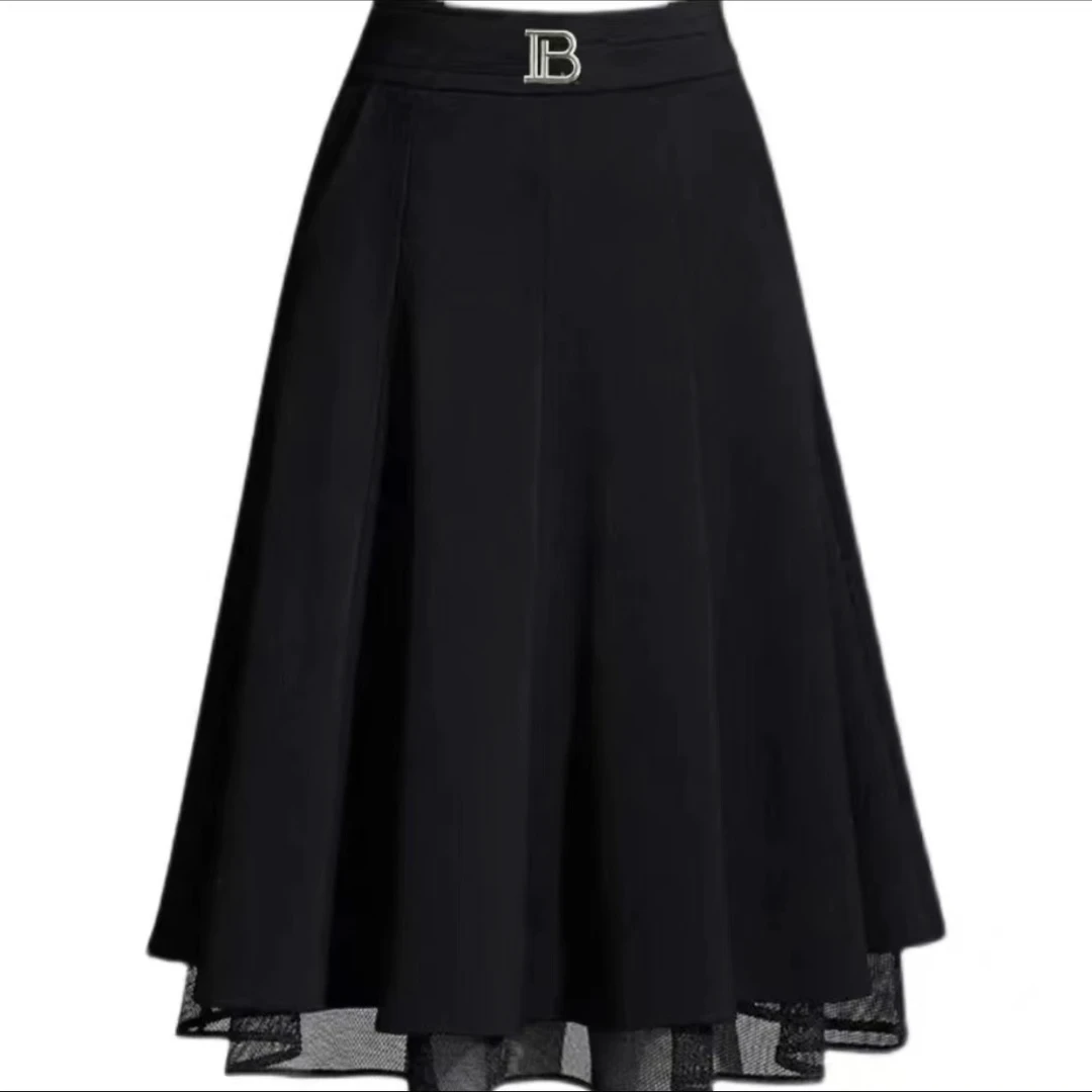 夏季新款大码遮肉修身显瘦收腰A字裙百褶裙洋气时尚半身裙子女裙