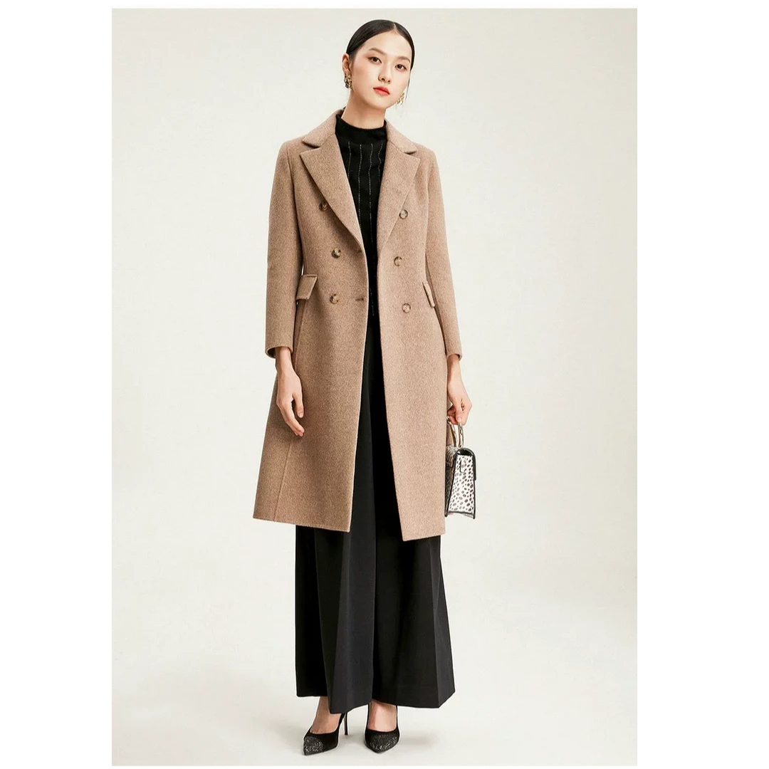 【添加牦牛绒】修身大气毛呢大衣女秋冬毛呢外套中长款EN4A715