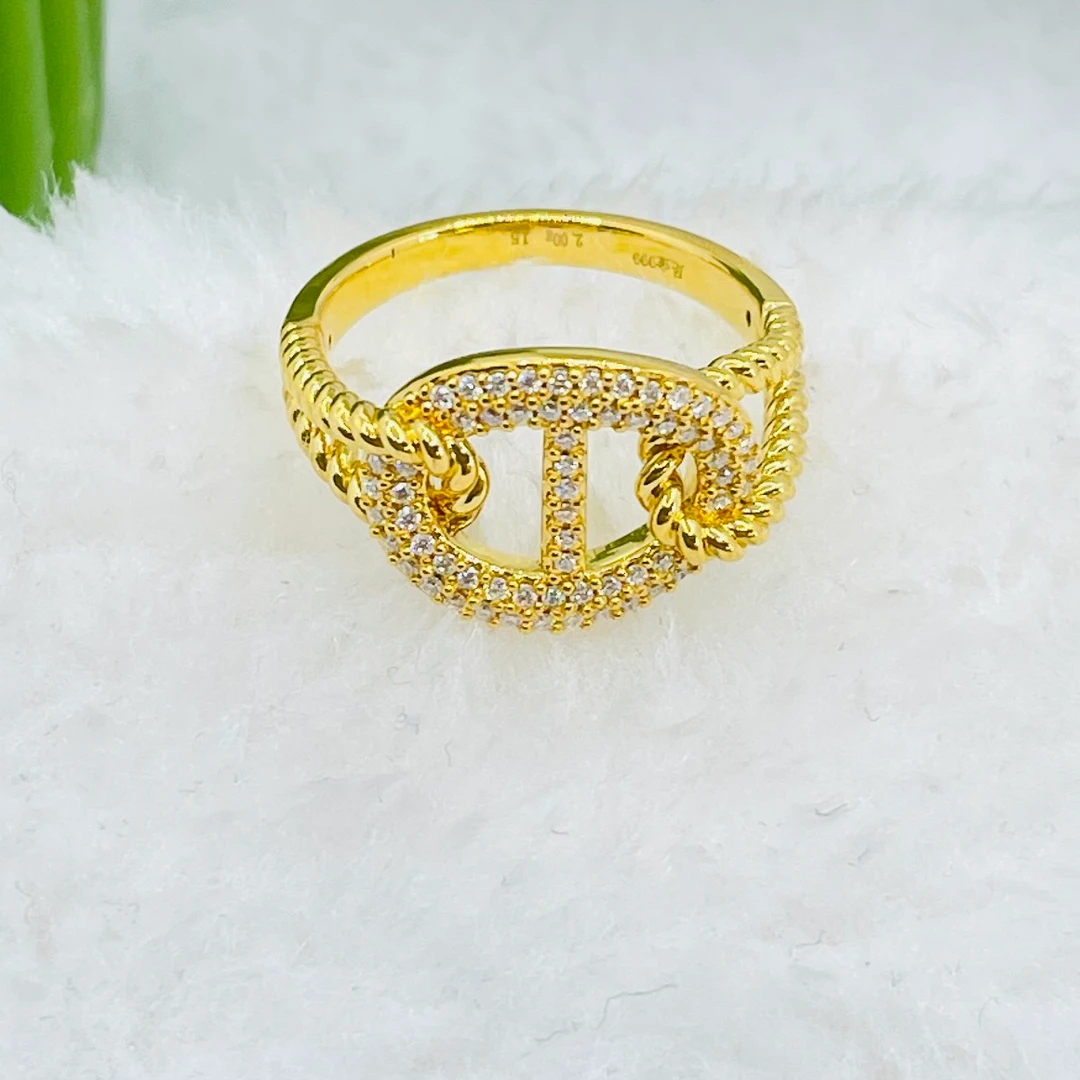 足金5D工艺 镶嵌猪鼻戒指 附加288 【855】