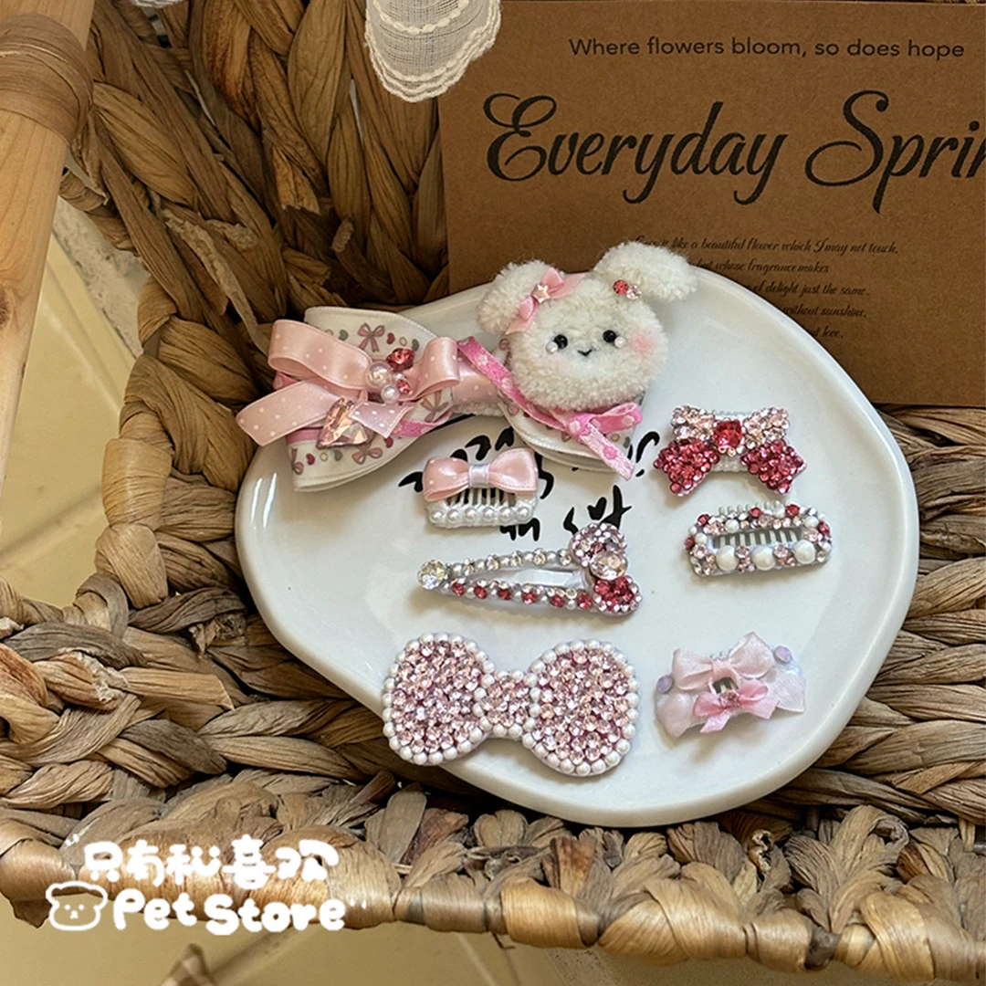 宠物发夹碎发宠物bb夹蝴蝶结发夹饰品猫咪头饰约克夏马尔济斯比熊