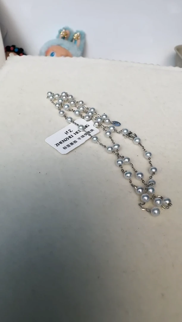 淡水珍珠银S925镶嵌颈饰项链