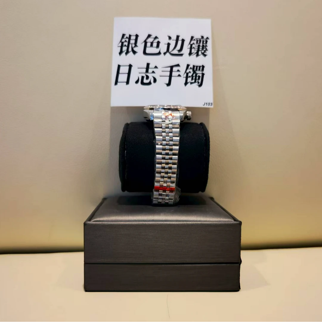 钛钢手链 银色边镶日志手镯 ZF-J103