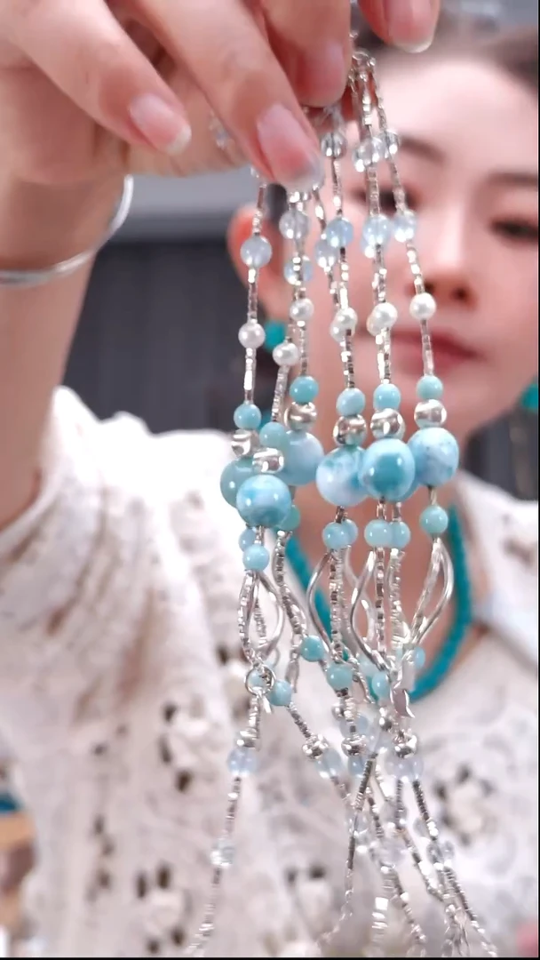 合金针钠钙石（海纹石）颈饰0477手串