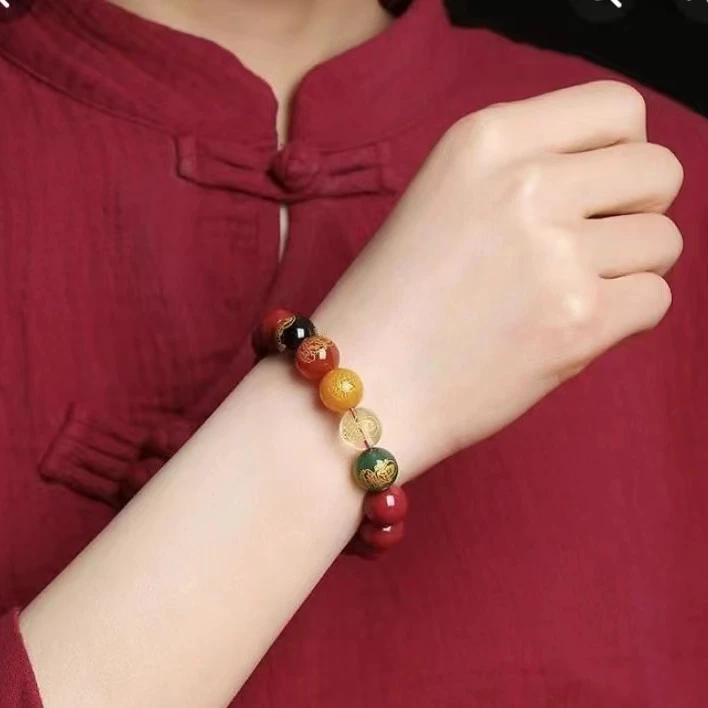 含辰砂工艺品朱砂 辰砂 高含量紫金砂五路财神手串