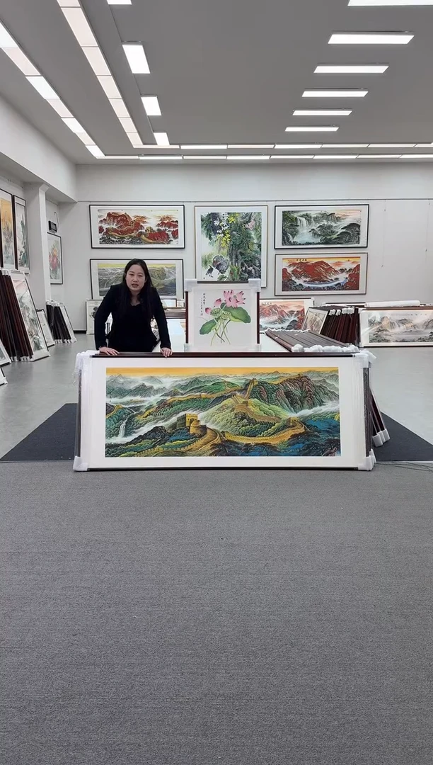 国画手绘 万里长城 219*88