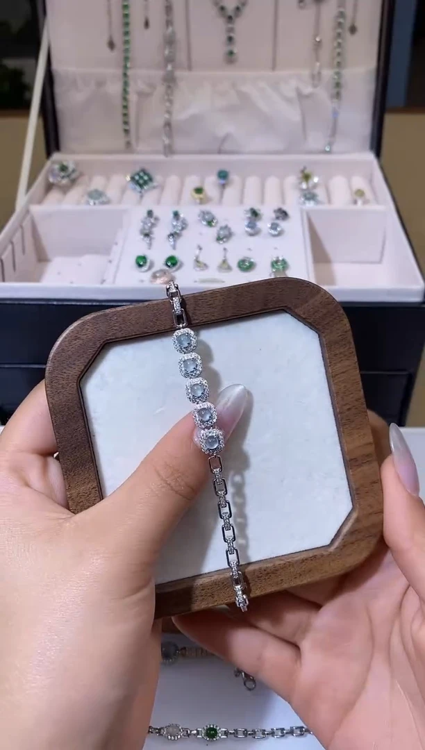 【闪购商品】翡翠手链银S925镶嵌天然A货翡翠（多样性发一）