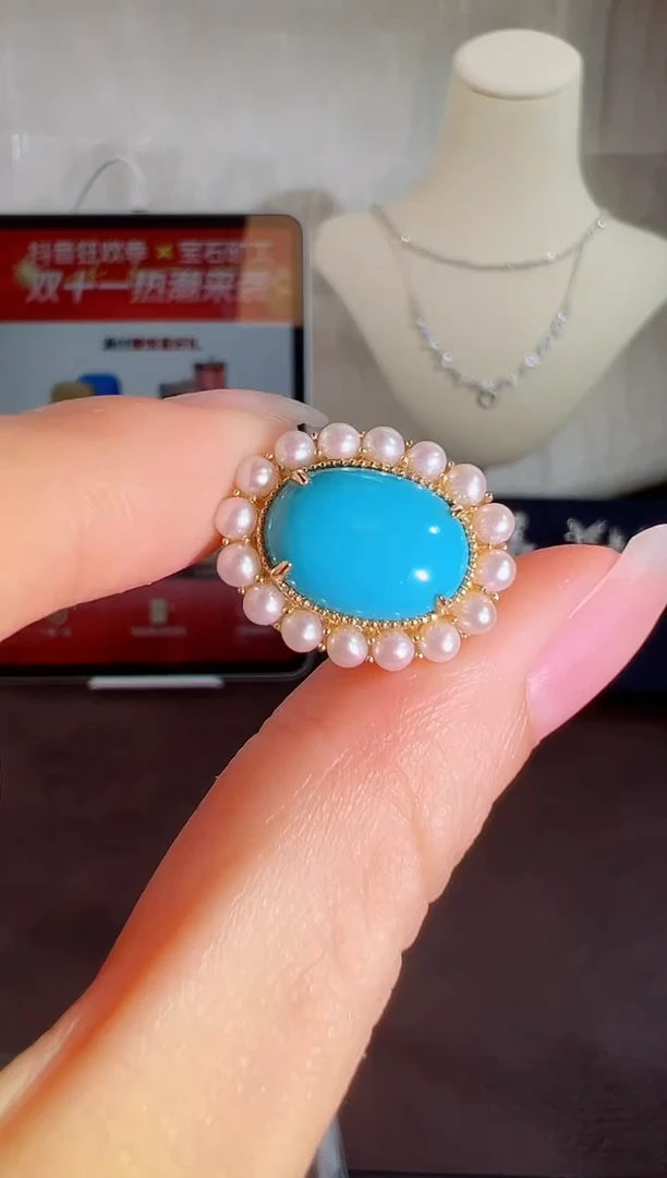 18K金镶嵌绿松石颈饰BN18306#-Y#152