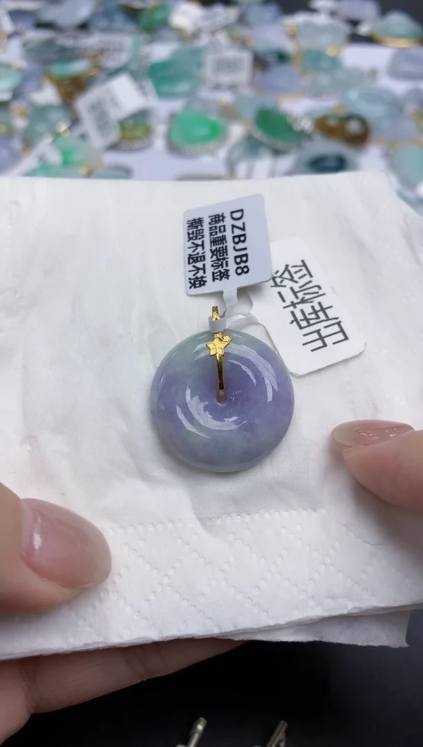 【闪购商品】翡翠颈饰18K金镶嵌天然缅甸翡翠A货