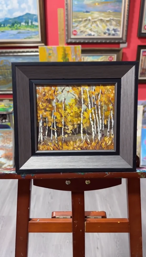 油画俄罗斯手绘油画作品《 秋 》25x28cm 带外框