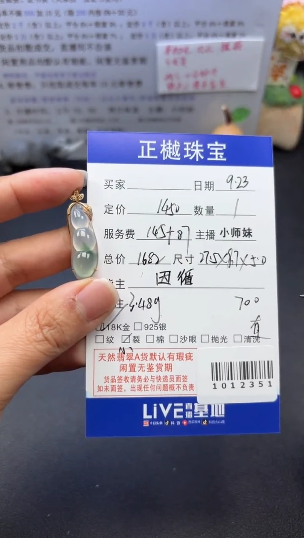 吊坠(不含链)18K金镶嵌翡翠ZYZB-1012351