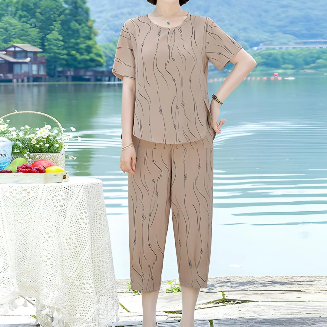 妈妈时尚套装2025新款洋气宽松气质中老年女装夏季减龄两件套薄款