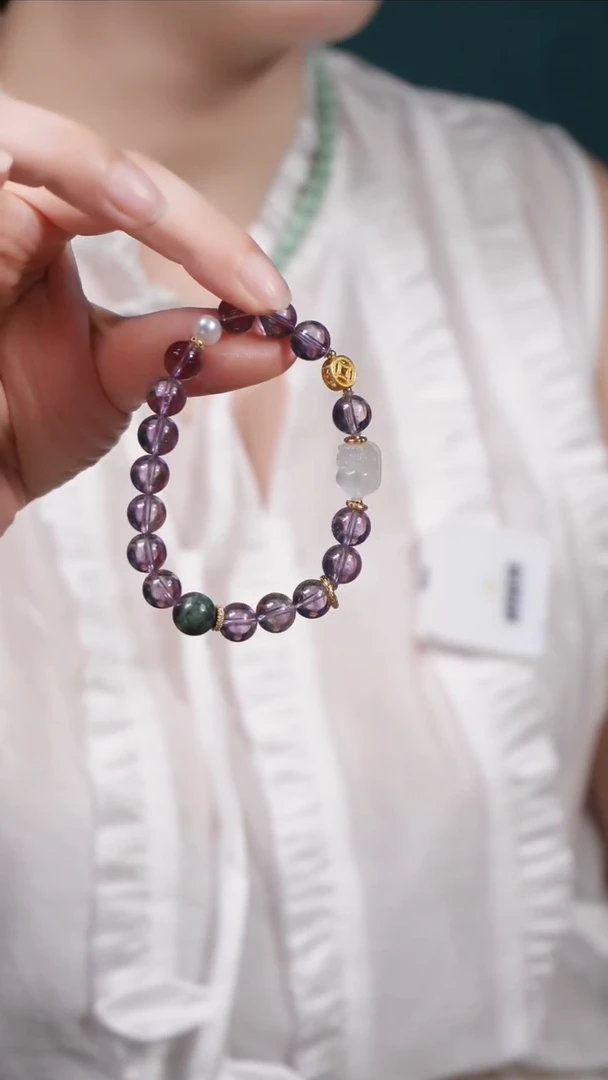 水晶手链银S925镶嵌玻利维亚紫晶