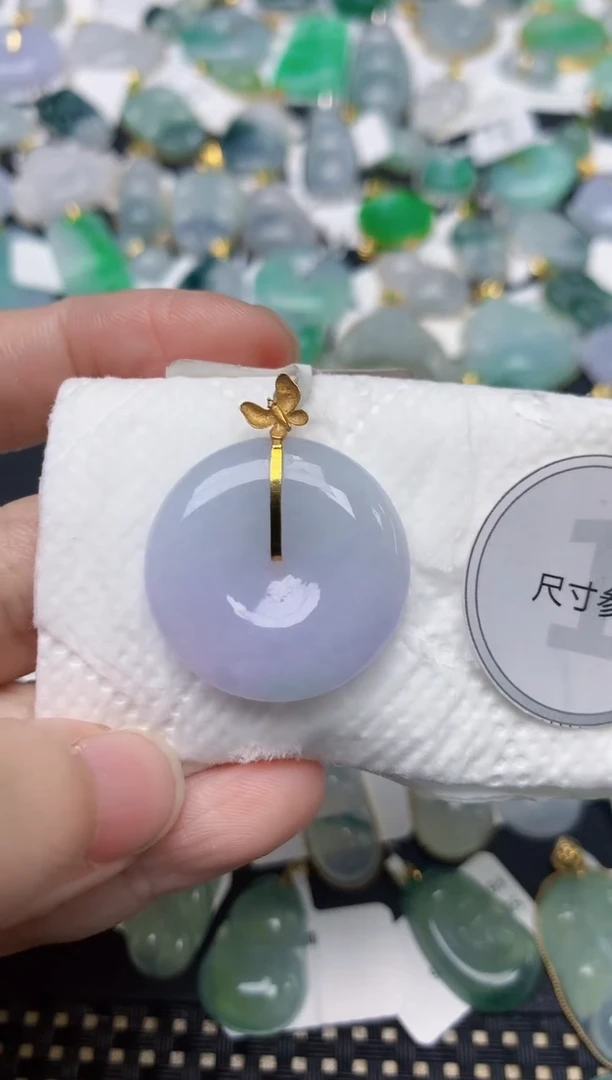 颈饰18K金镶嵌翡翠天然缅甸A货翡翠