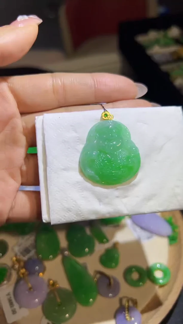 【闪购商品】翡翠颈饰18K金镶嵌 Q缅料A货翡翠/支持复检/一件