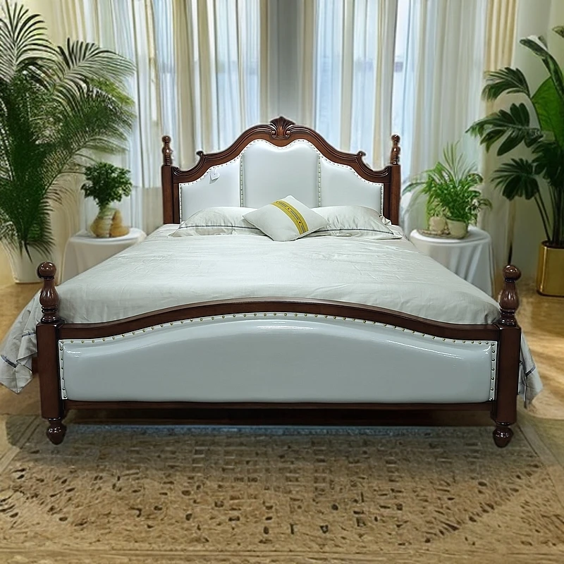 《鹏仔严选》美式真皮实木软包大床型号m50#