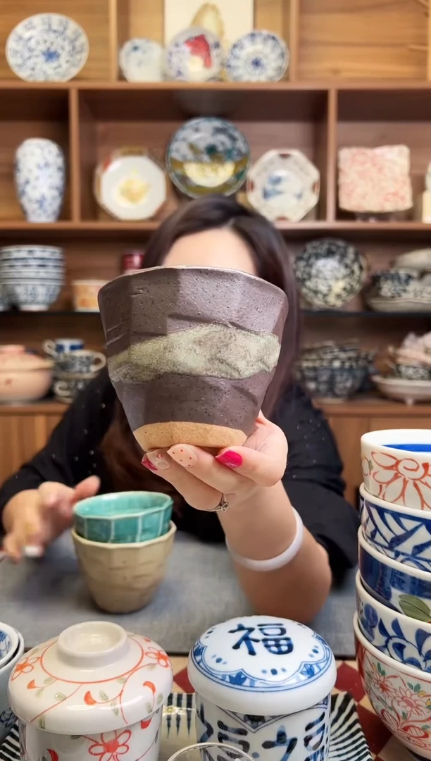 瓷片志野烧 流云茶杯