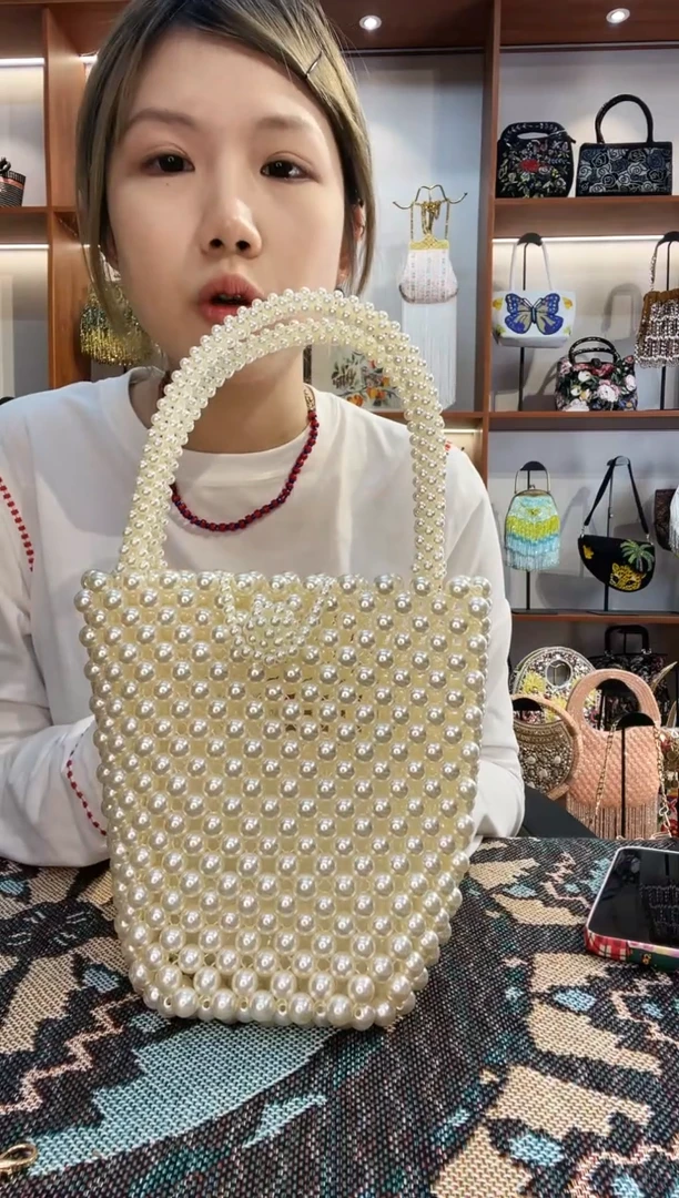 织物8号手工珠珠包包腋下斜跨包手拿包手提晚宴包