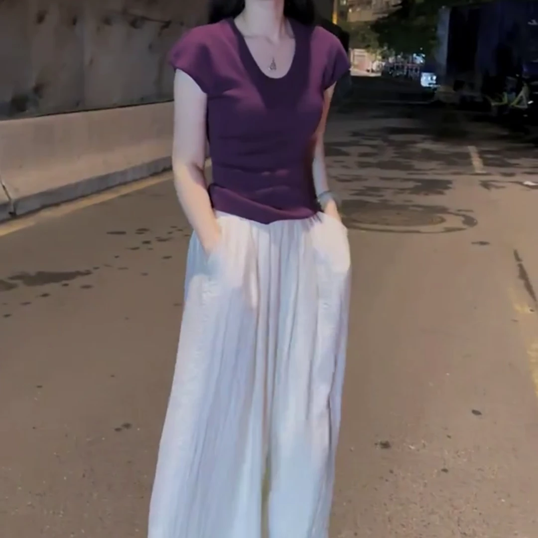 2025春夏新款时尚显瘦气质女士网红洋气两件套百搭款K8299