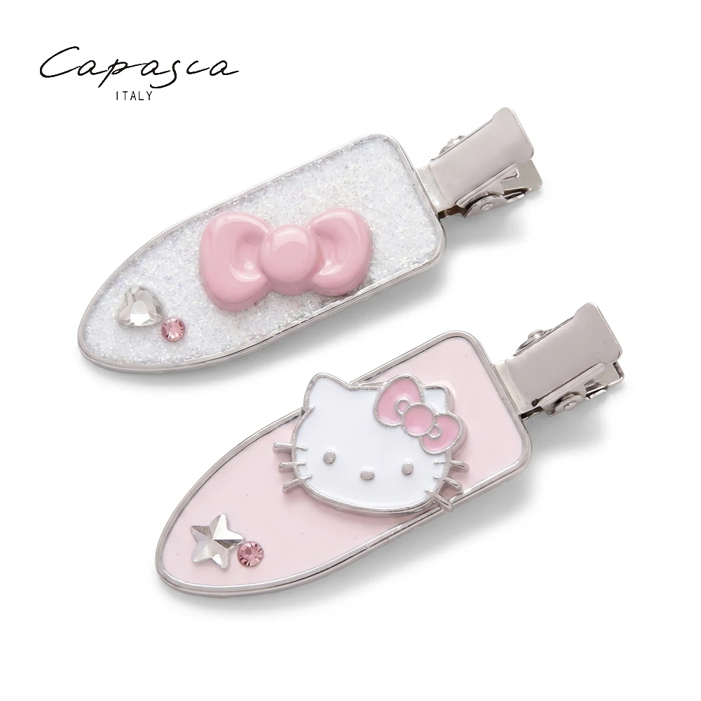 capasca联名Hello Kitty蝴蝶结款甜美满钻KT猫鸭嘴夹可爱少女风