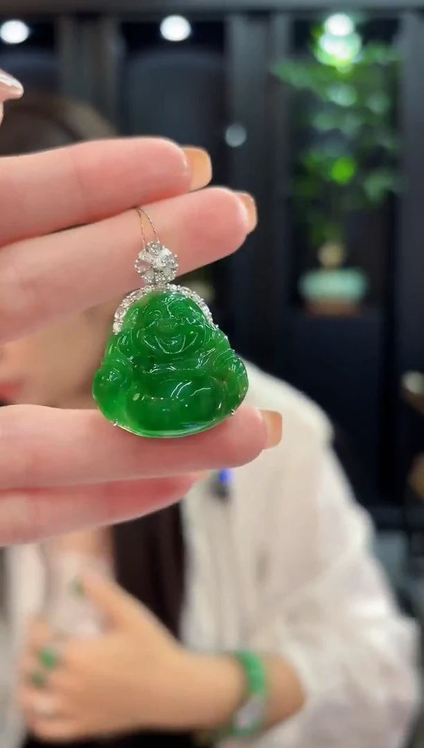 吊坠(不含链)18K金镶嵌翡翠  缅甸A货/支持复检/一件