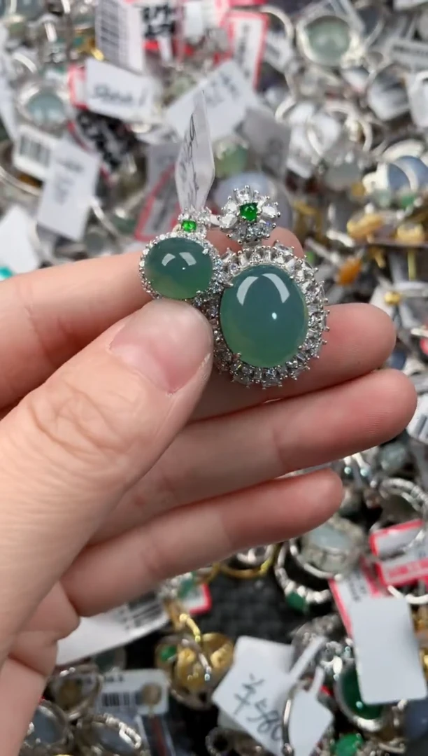 银S925镶嵌戒指翡翠13-13-13   5