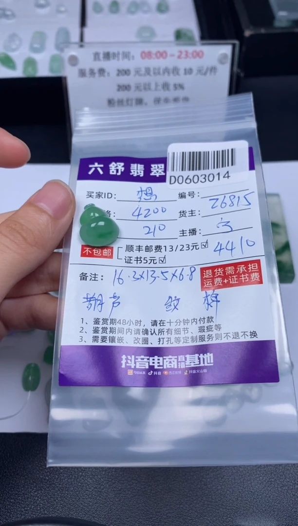 翡翠未镶嵌吊坠(不含链)D0603014