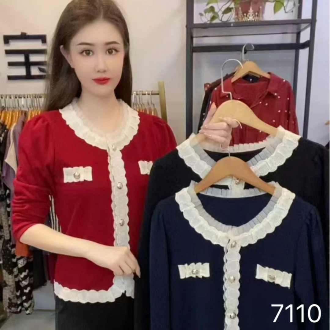 7110花花边洋气小香风外套