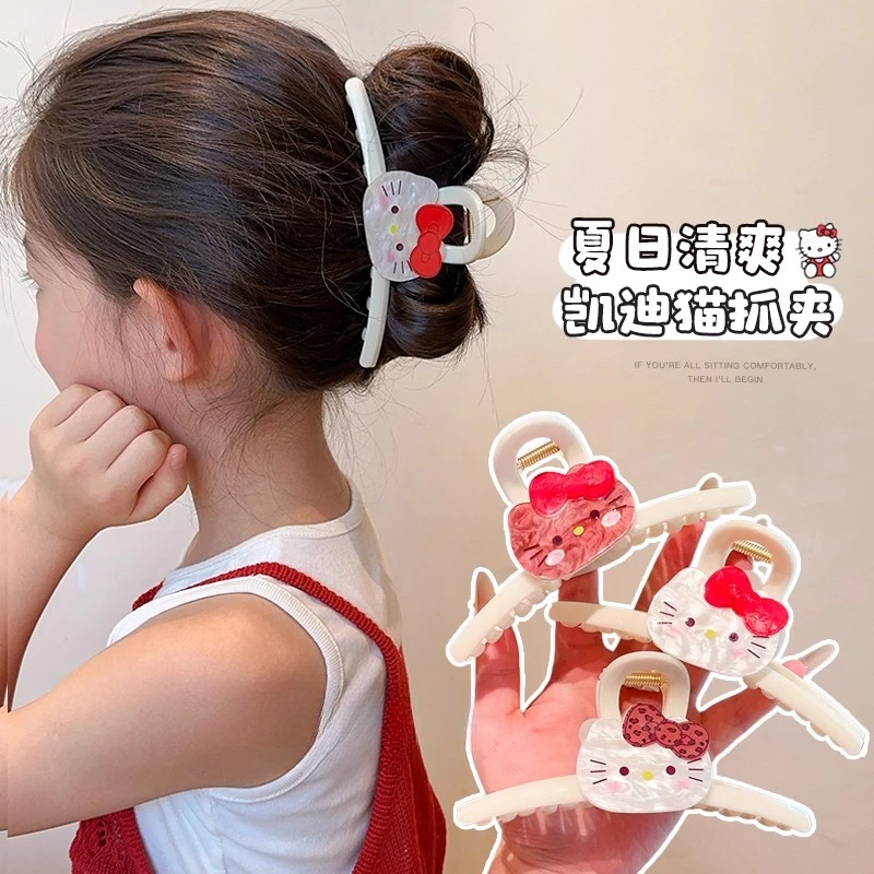 儿童可爱卡通KT猫抓夹女童发饰后脑勺盘发鲨鱼夹子发卡小女孩头饰