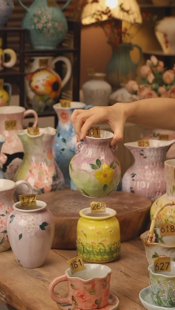 陶瓷081景德镇设计师手作花器摆件侘寂风