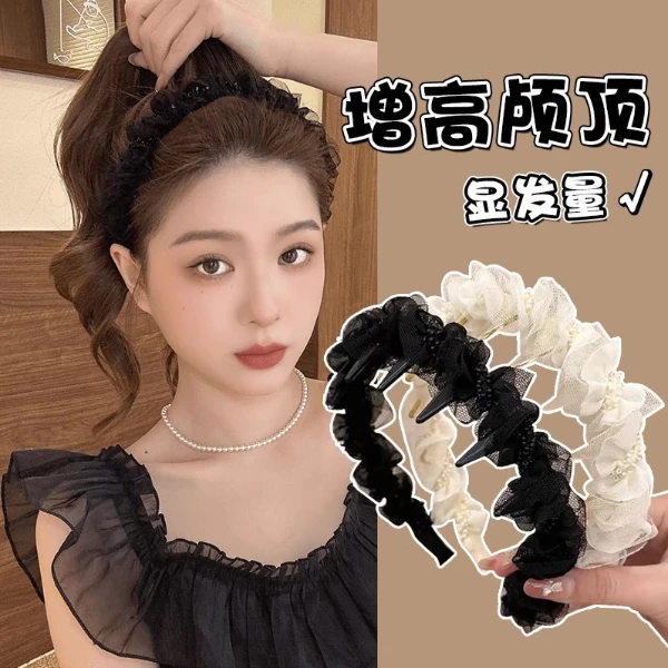 芭蕾网纱发箍女2025春夏新款高颅顶带齿防滑头箍气质压发发卡头饰