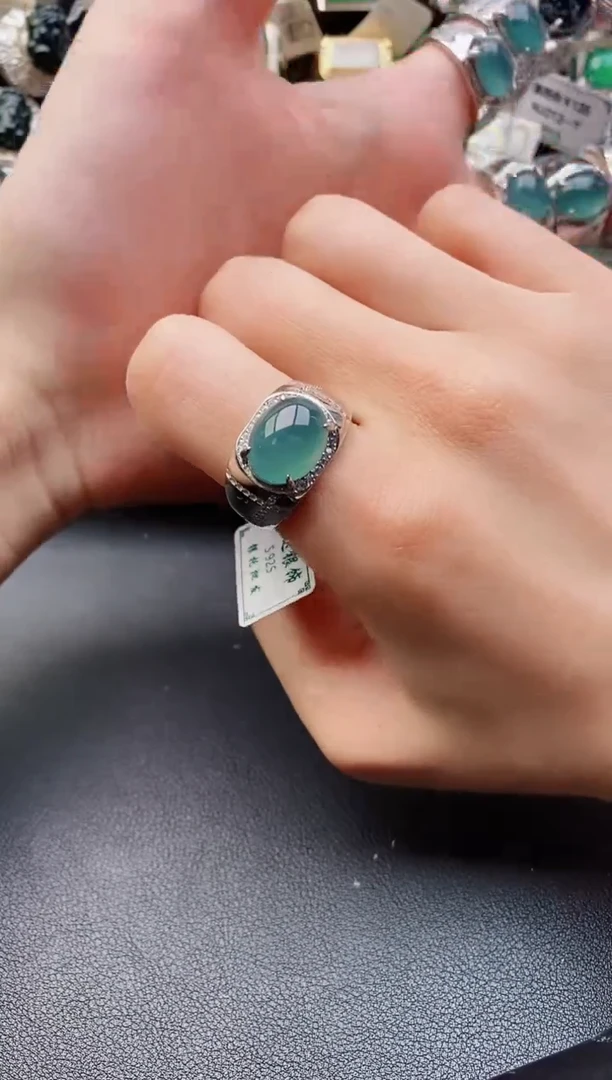 翡翠戒指银S925镶嵌1212121