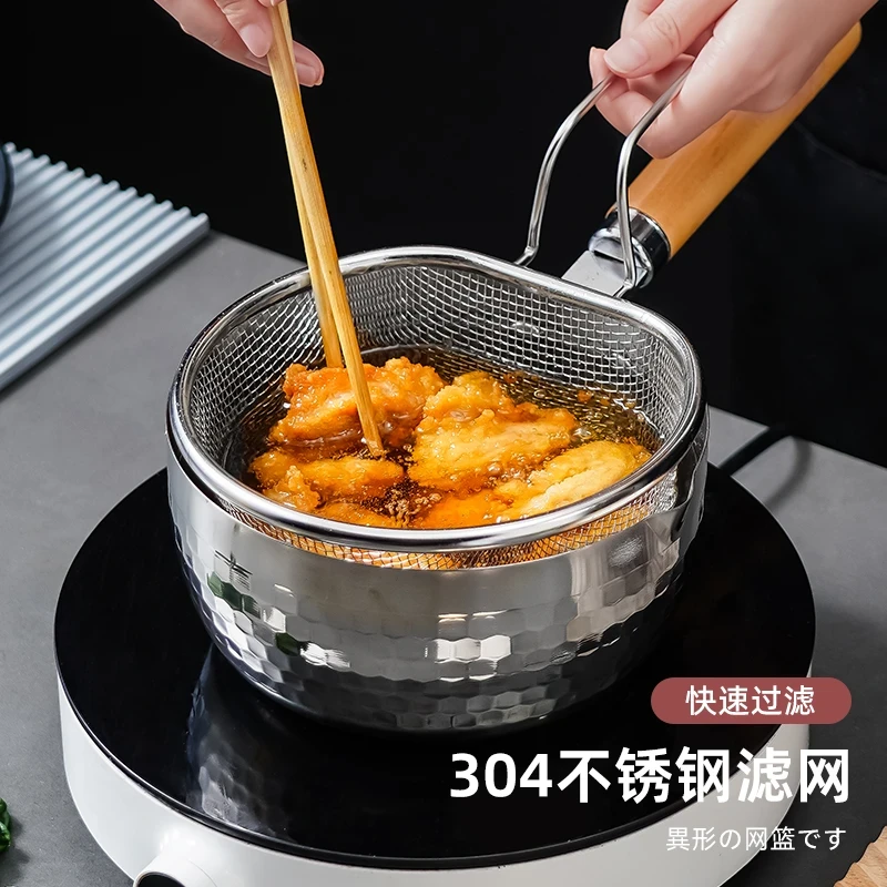 不锈钢油炸篮煮面捞面漏勺炸筐薯条麻辣烫加密油炸锅过滤网家用