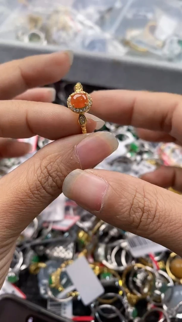 银S925镶嵌戒指翡翠777---5