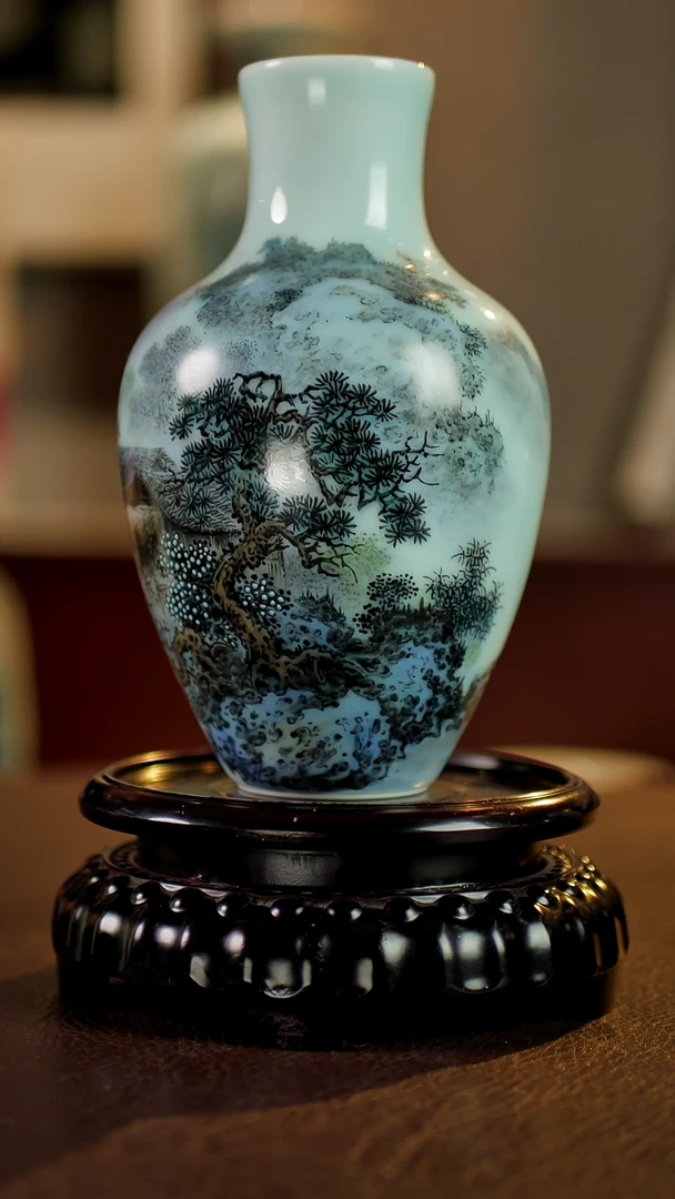 摆件景德镇陶东方艺术作品花瓶摆件瓷板画
