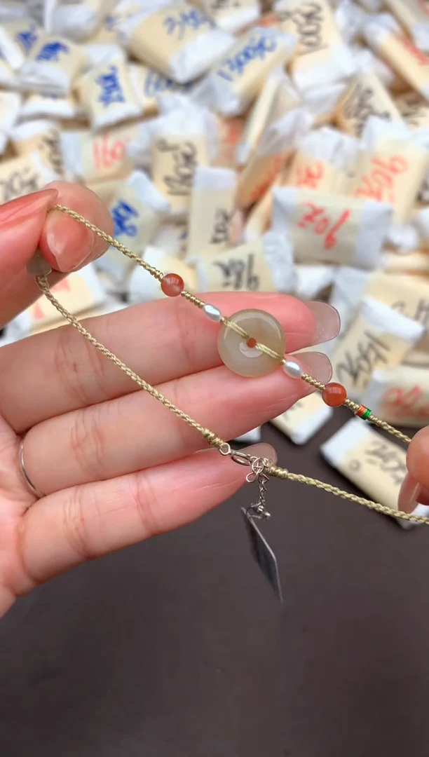 银S925镶嵌挂件翡翠一脚链