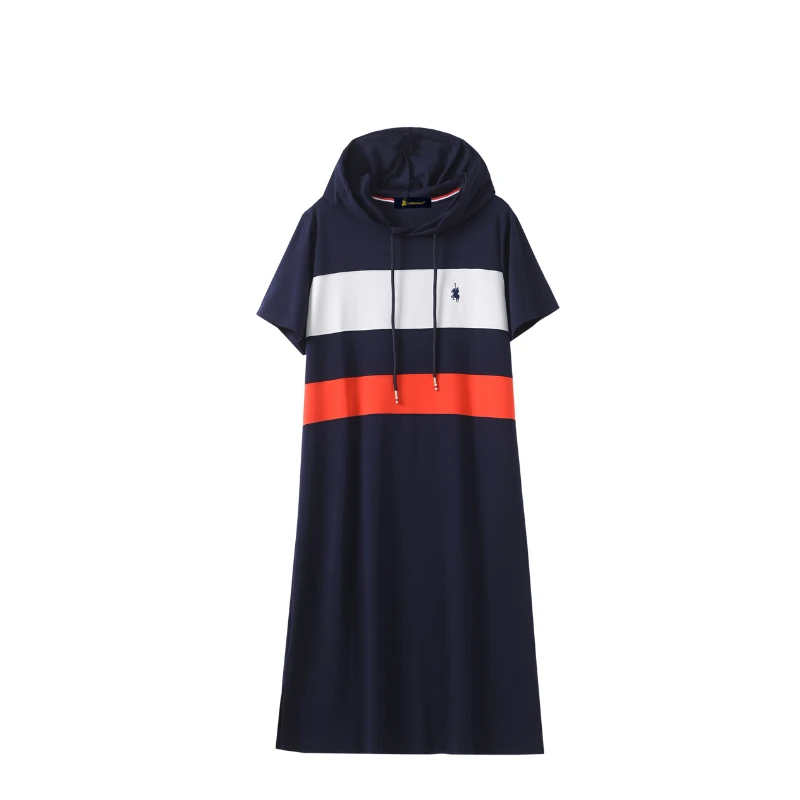 9792-夏款高圆圆同款气质连帽长裙