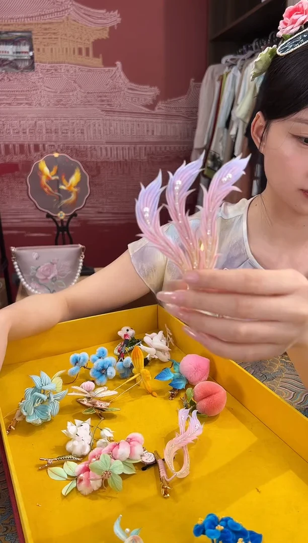 刺绣非遗绒花（发饰）