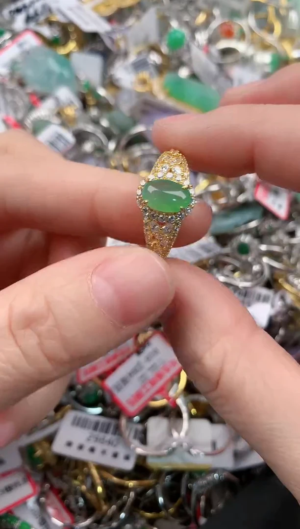 银S925镶嵌戒指翡翠555                  1