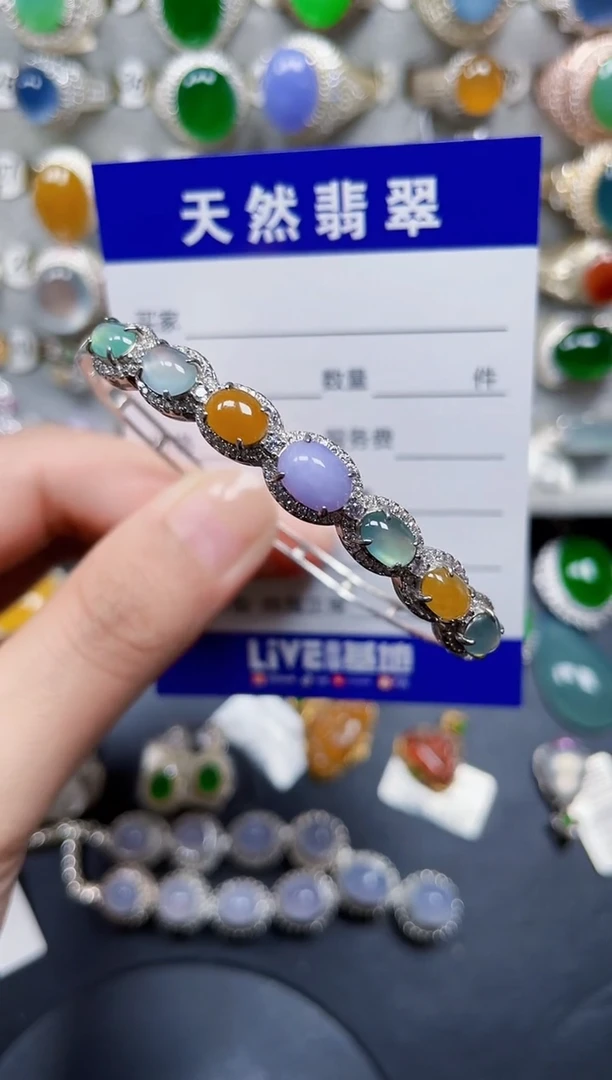 银S925镶嵌手镯翡翠188