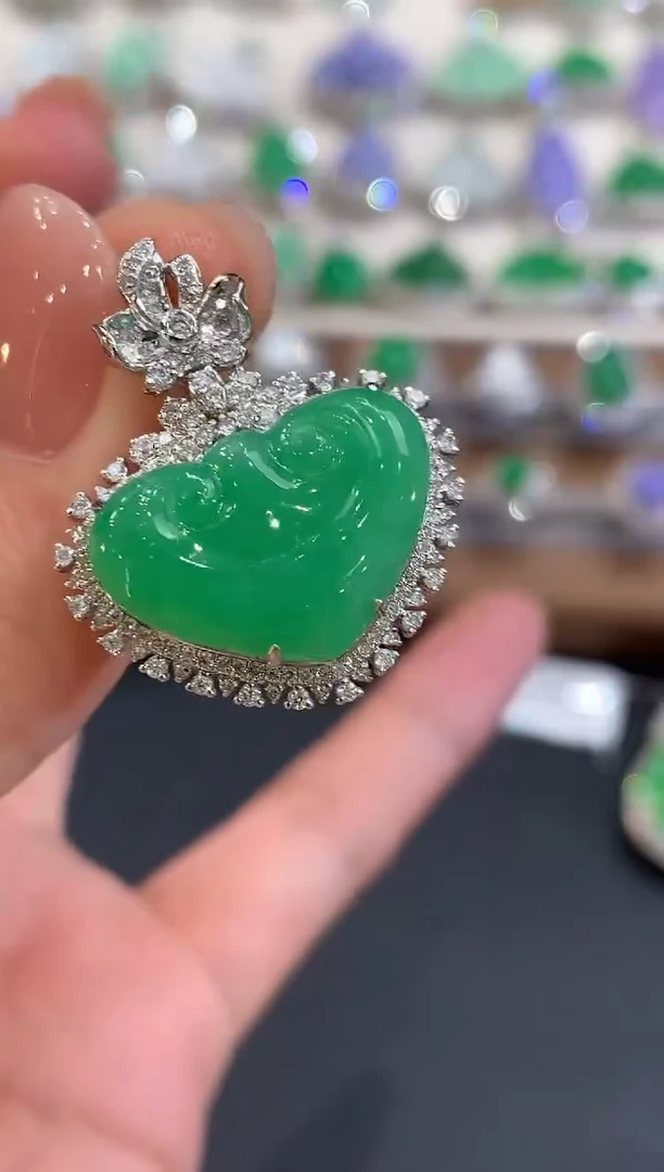 吊坠(不含链)18K金镶嵌翡翠a98