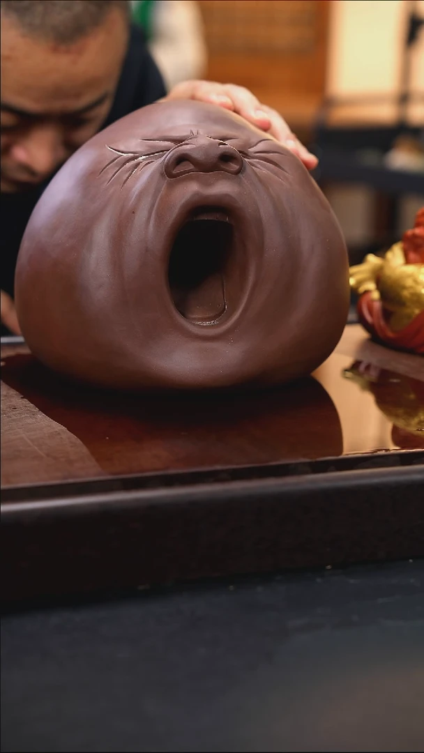 紫砂茶宠紫砂打哈欠
