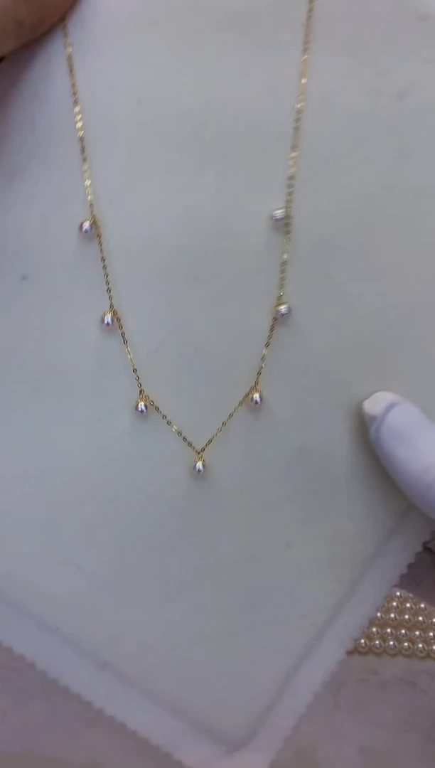 18K金镶嵌海水珍珠饰品5-6满天星项链