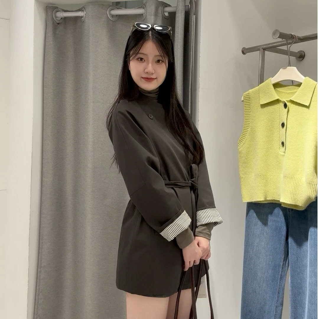 休闲风极简风时尚风衣中长款百搭休闲秋季韩版设计师25110