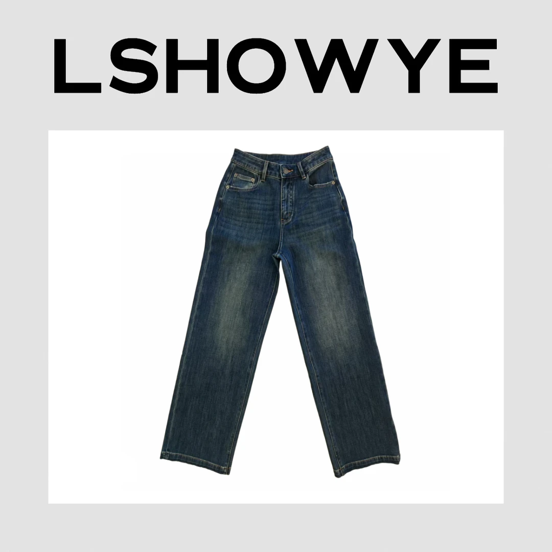 LSHOWYE｜小刺绣直简牛仔裤 K50078-1